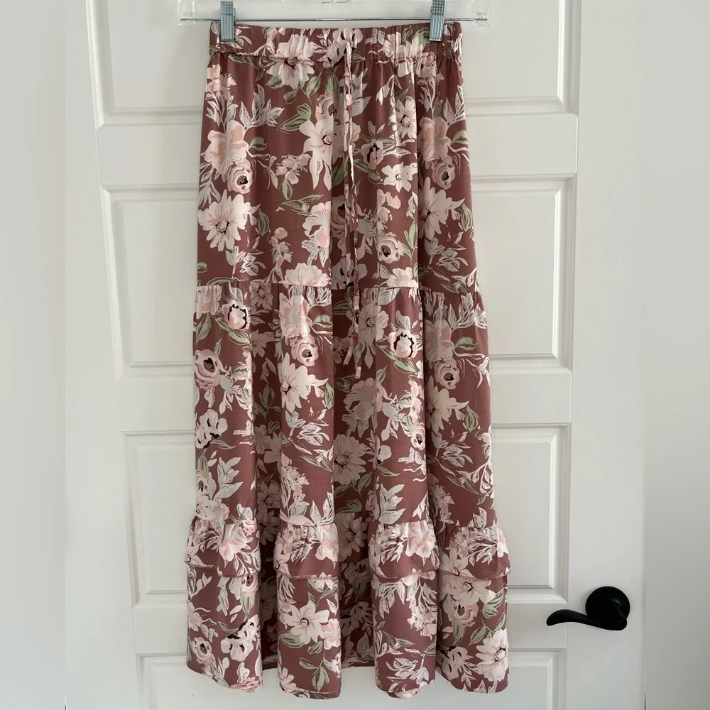 Luna Skies Cottagecore Womens Floral Maxi Skirt Size Small Lightweight Boho
